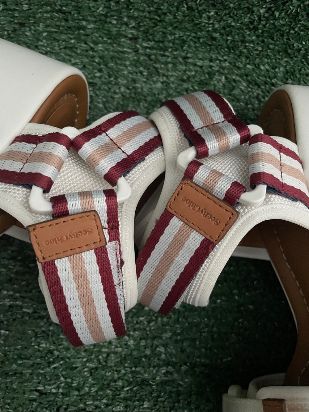 SEE BY CHLOE White Yumi Ribbon Straps Chunky Platform Wedge Sandals EU 38 US 8 - Picture 8 of 13
